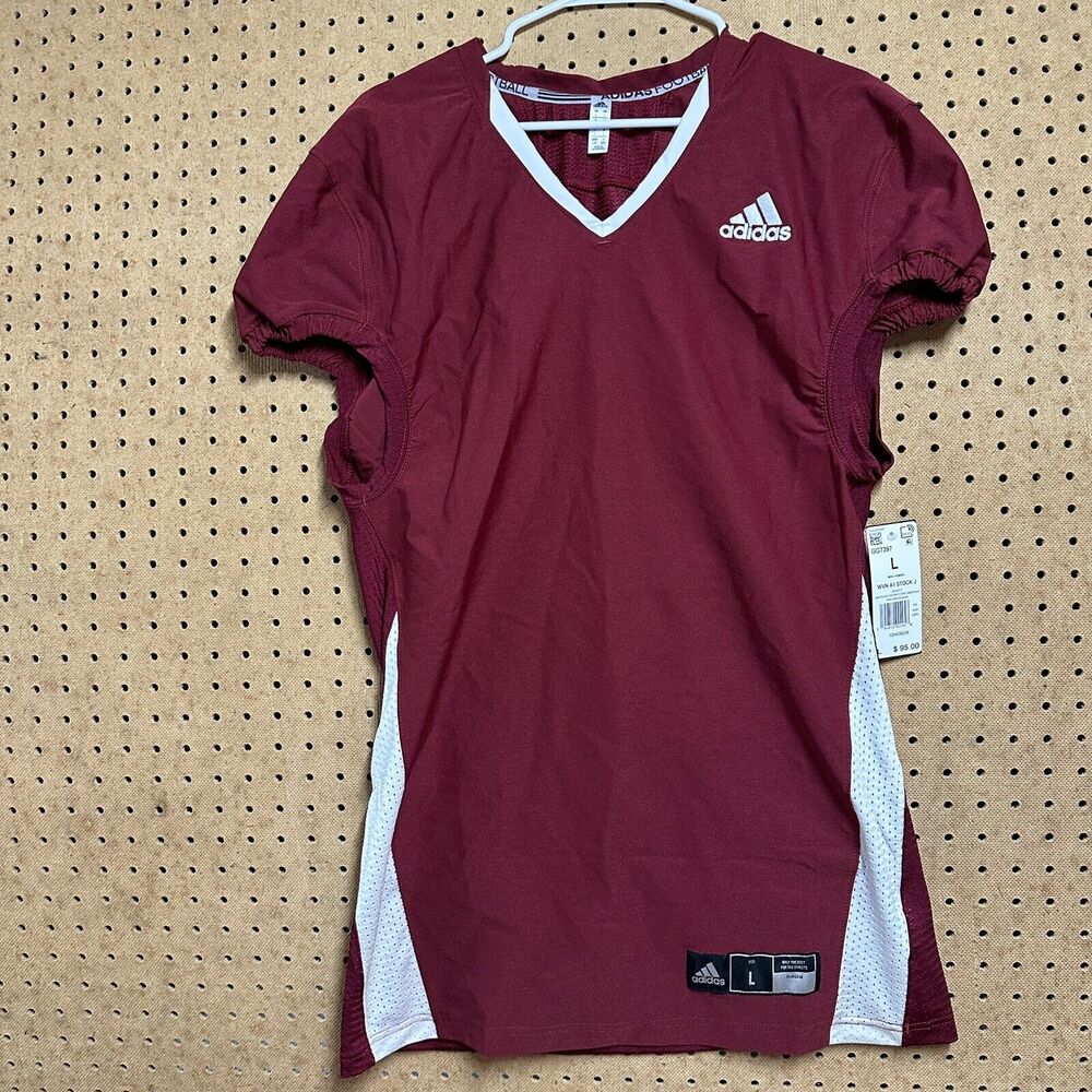 Adidas Woven A1 Stock J Football Jersey Burgundy and White Mens Size L GG7397